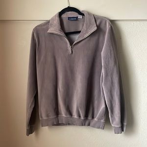 Vintage Liz Claiborne gray velour zip up ribbed sweater!